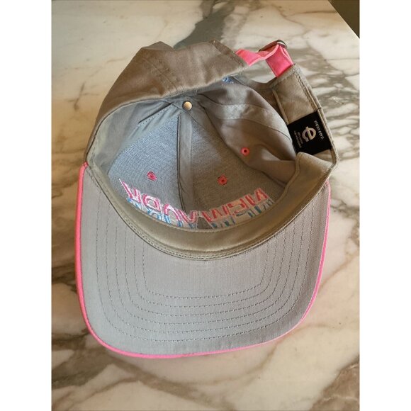 New York Embroidered Baseball Cap Adjustable Strap Pink Brown Cotton Blend - Picture 5 of 7